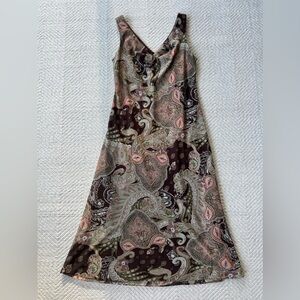 Vintage 90s/ Y2K midi pasley brown dress sz 10/M